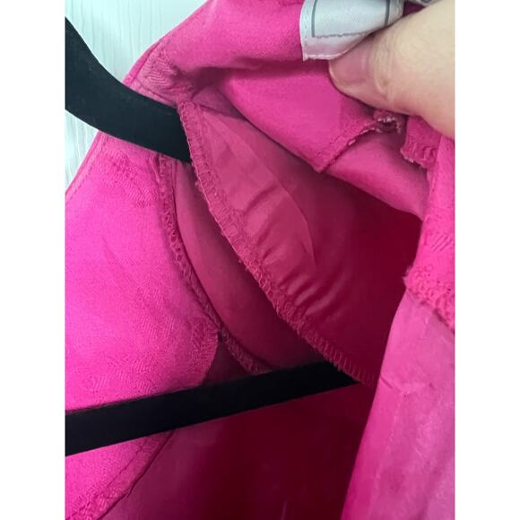 Vintage 80s Pink White Blue Chevron Embossed Floral Sheath Dress 8P Warren - Picture 6 of 7